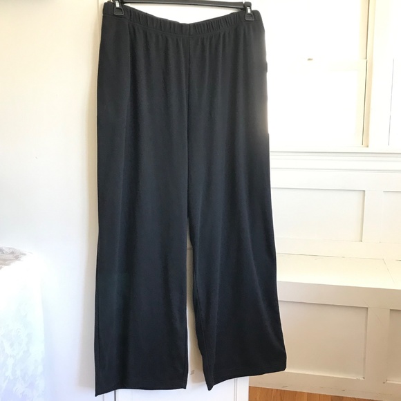 WOMAN WITHIN Wide Leg Pants Black 7 Day Knit Pockets Women’s Plus Size 4X 34/36 - Picture 2 of 15
